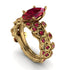 Marquise Ruby Golden Leaf Bridal Set - Julieta No. 55
