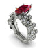 Marquise Ruby Golden Leaf Bridal Set - Julieta No. 12