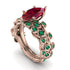Marquise Ruby Golden Leaf Bridal Set - Julieta No. 26 image 2