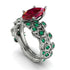 Marquise Ruby Golden Leaf Bridal Set - Julieta No. 27 image 2