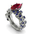Marquise Ruby Golden Leaf Bridal Set - Julieta No. 72