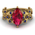 Marquise Ruby Golden Leaf Bridal Set - Julieta No. 70 image 3