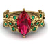 Marquise Ruby Golden Leaf Bridal Set - Julieta No. 25 image 3
