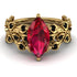 Marquise Ruby Golden Leaf Bridal Set - Julieta No. 40
