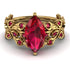 Marquise Ruby Golden Leaf Bridal Set - Julieta No. 55