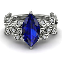 Marquise Sapphire Golden Leaf Bridal Set - Julieta No. 15 image 1