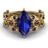 Marquise Sapphire Golden Leaf Bridal Set - Julieta No. 73 image 2