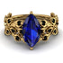 Marquise Sapphire Golden Leaf Bridal Set - Julieta No. 43