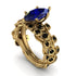 Marquise Sapphire Golden Leaf Bridal Set - Julieta No. 43