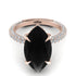 Hidden Halo Marquise Cut Black Diamond Engagement Ring - Doris No. 8