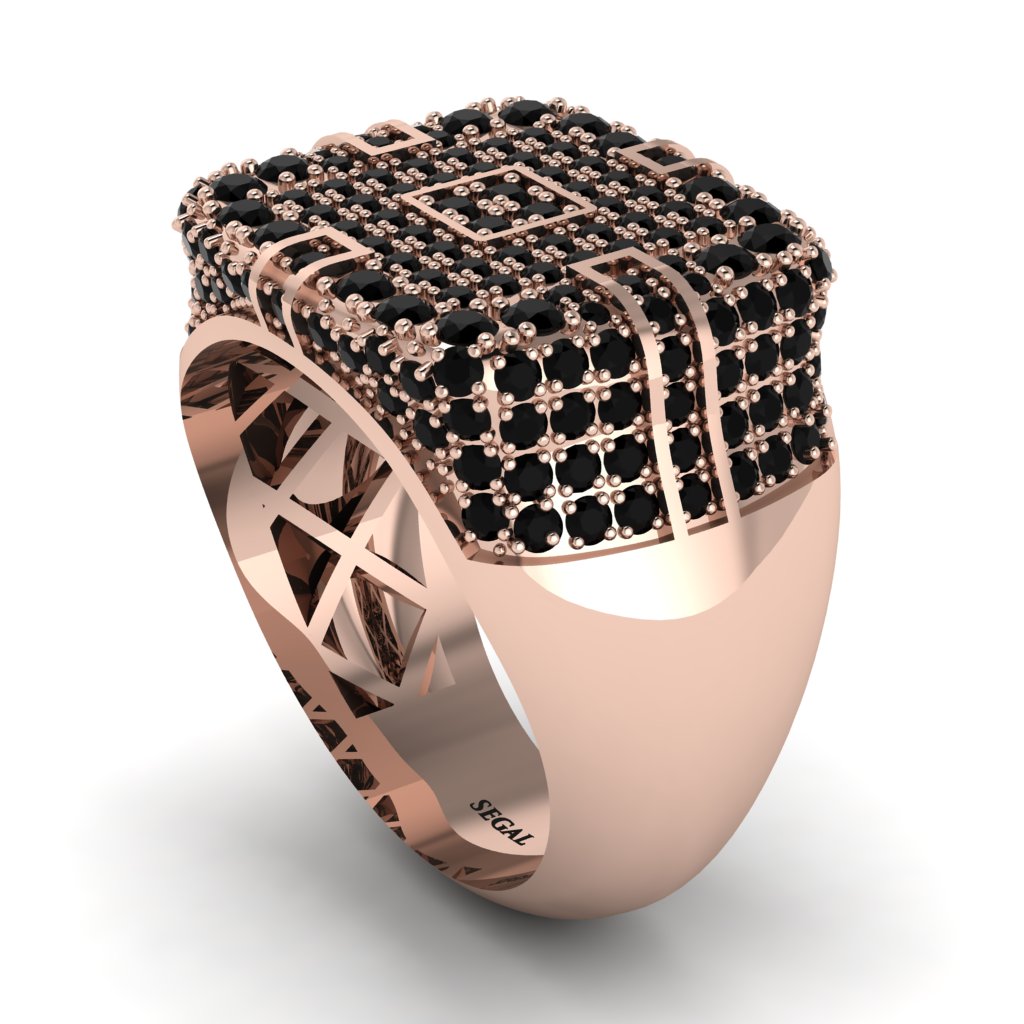 Black Diamond Men's Geometric Grid Ring - Pat No. 8