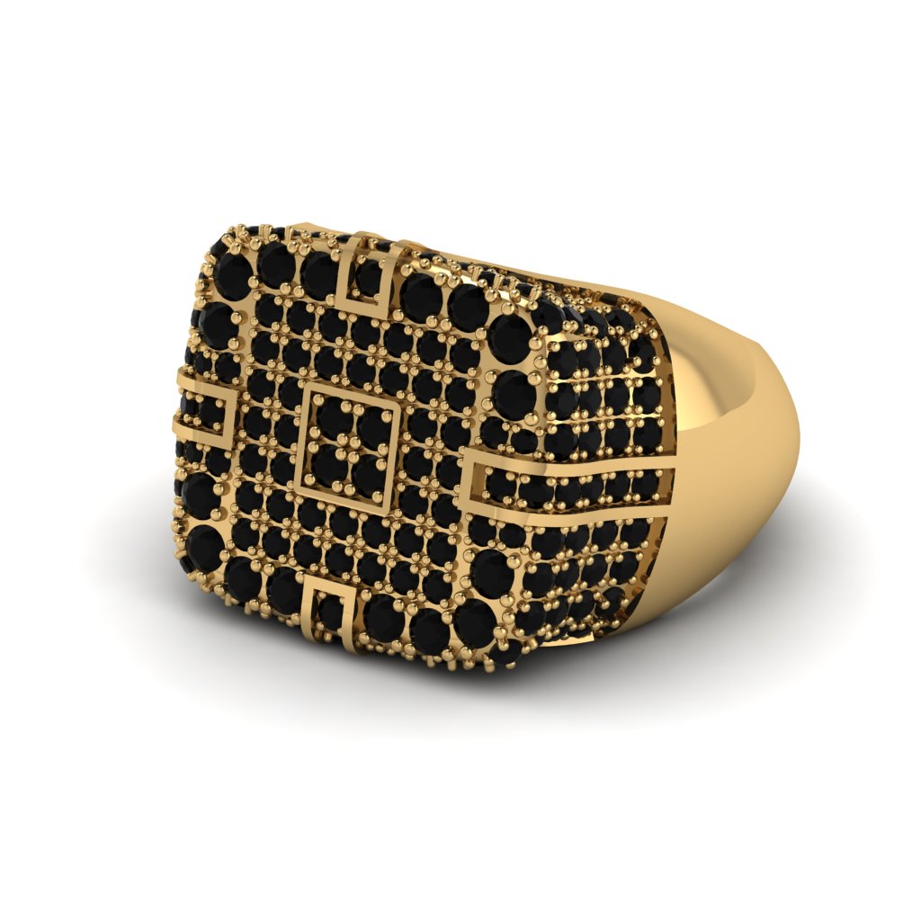 Black Diamond Men's Geometric Grid Ring - Pat No. 7