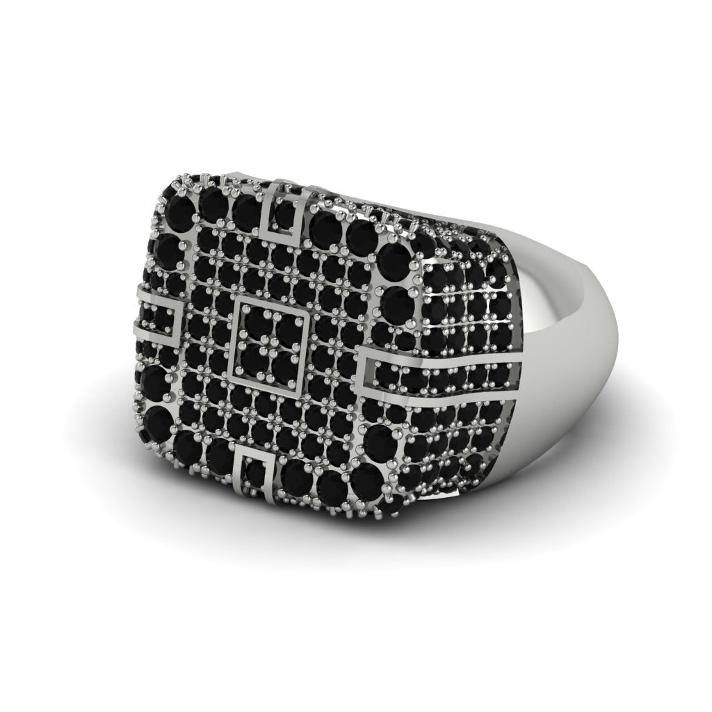 Black Diamond Men's Geometric Grid Ring - Pat No. 9