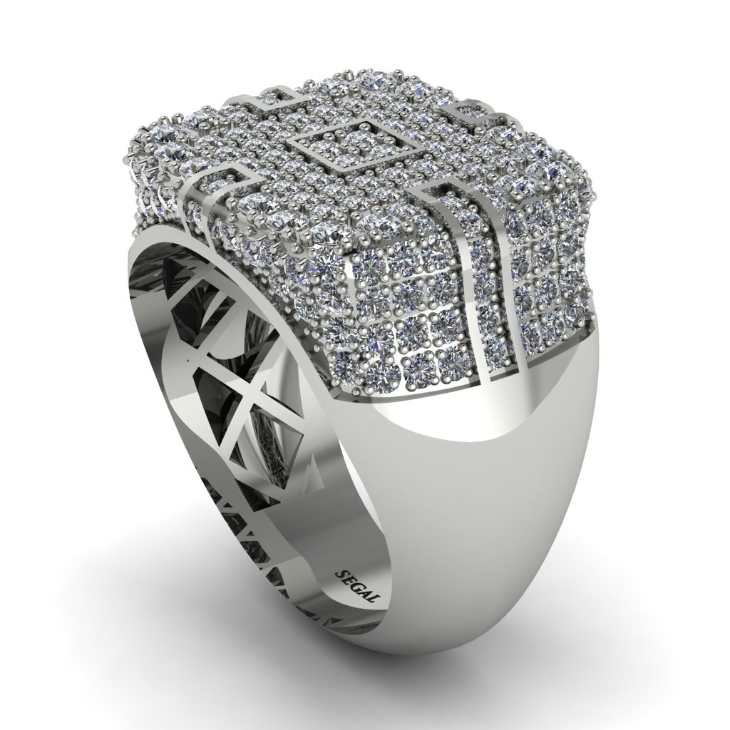 Diamond Men's Geometric Grid Ring - Pat No. 3