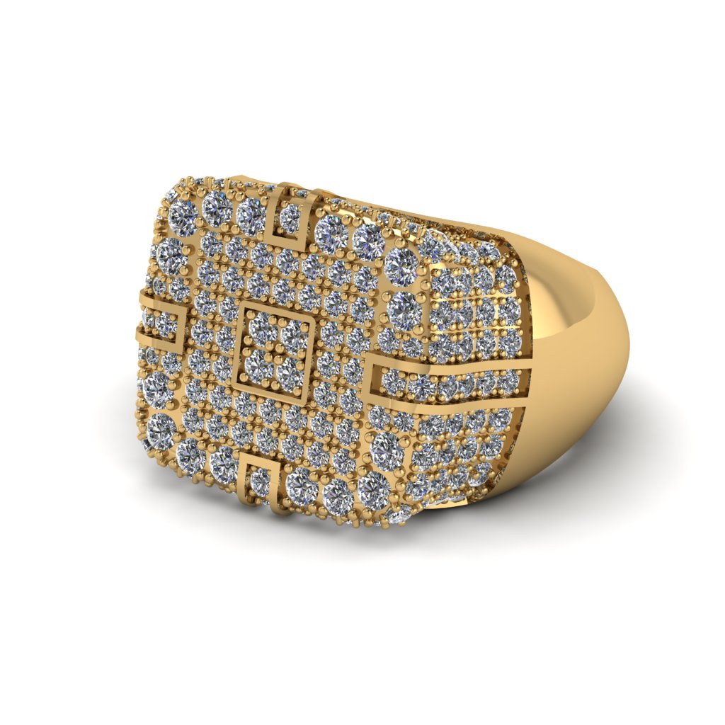 Diamond Men's Geometric Grid Ring - Pat No. 1