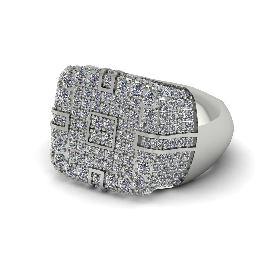 Diamond Men's Geometric Grid Ring - Pat No. 3