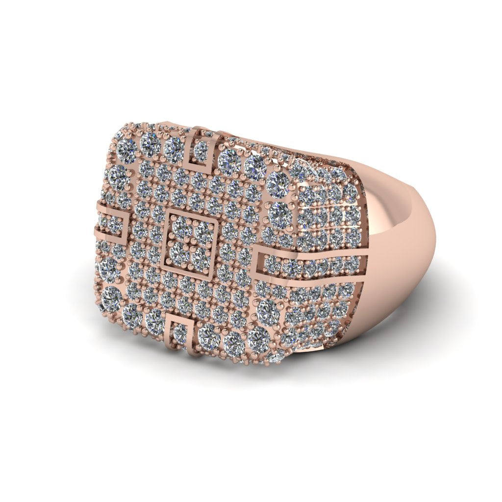 Diamond Men's Geometric Grid Ring - Pat No. 2