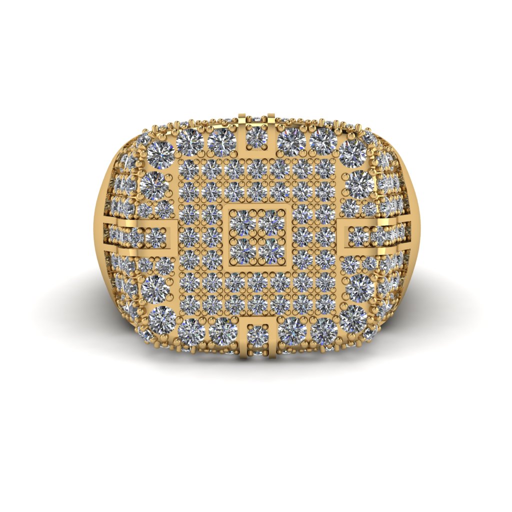 Diamond Men's Geometric Grid Ring - Pat No. 1