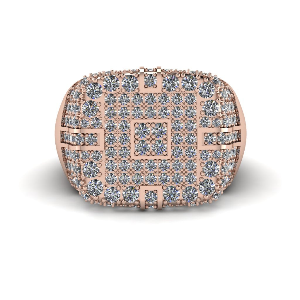 Diamond Men's Geometric Grid Ring - Pat No. 2
