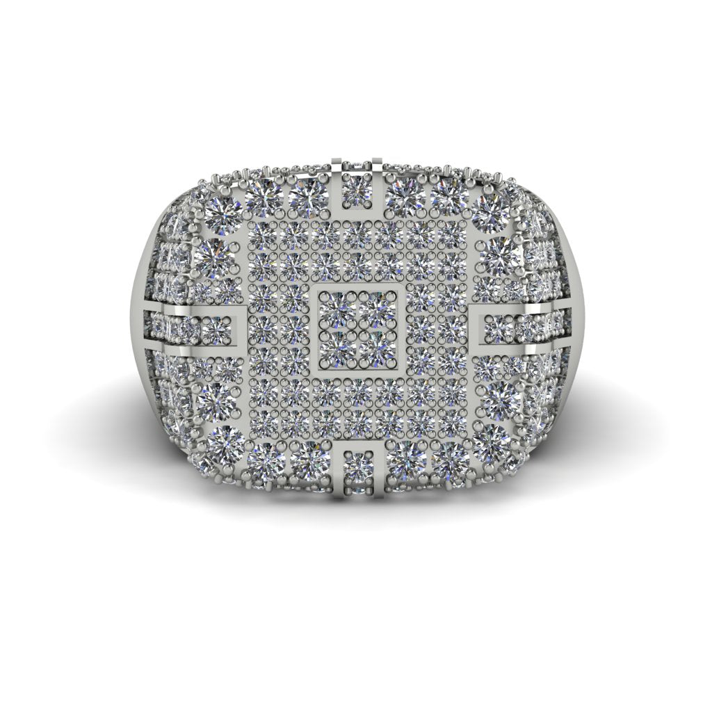 Diamond Men's Geometric Grid Ring - Pat No. 3