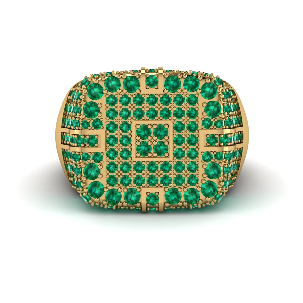 Emerald Men's Geometric Grid Ring - Pat No. 4