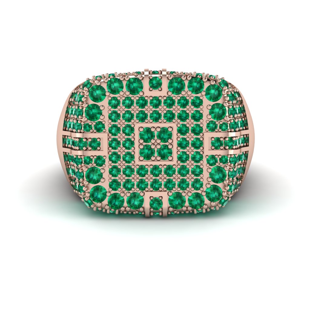 Emerald Men's Geometric Grid Ring - Pat No. 5