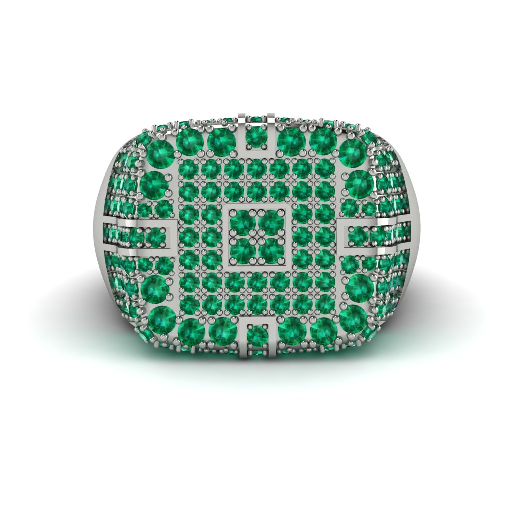 Emerald Men's Geometric Grid Ring - Pat No. 6