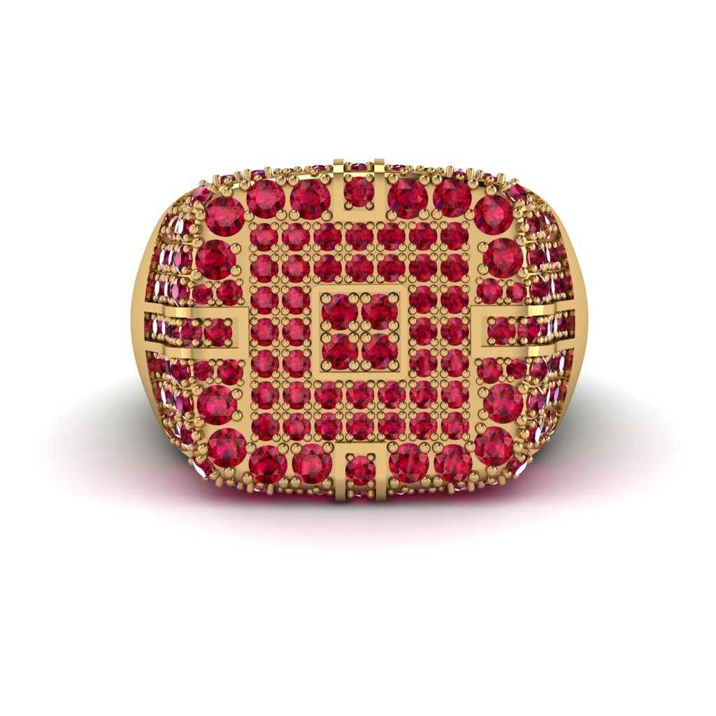 Ruby Men's Geometric Grid Ring - Pat No. 10