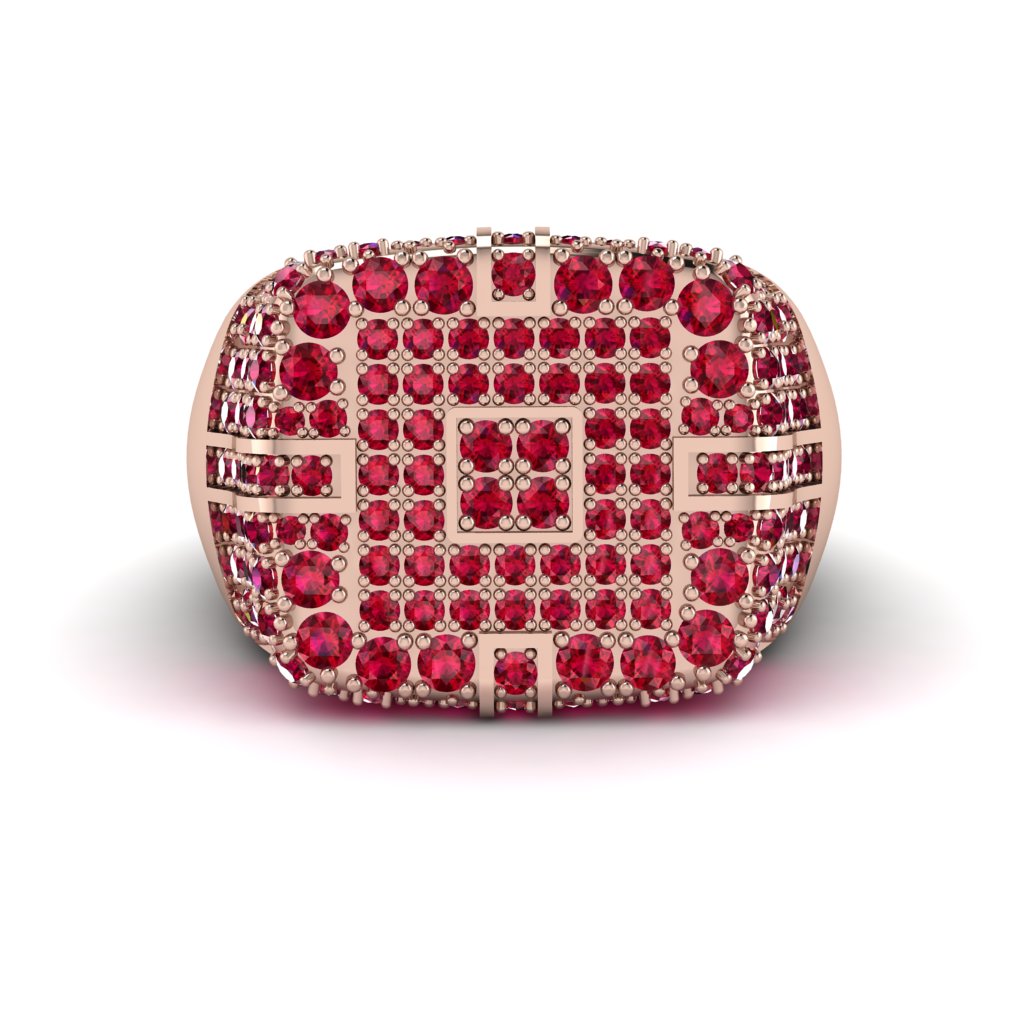 Ruby Men's Geometric Grid Ring - Pat No. 11