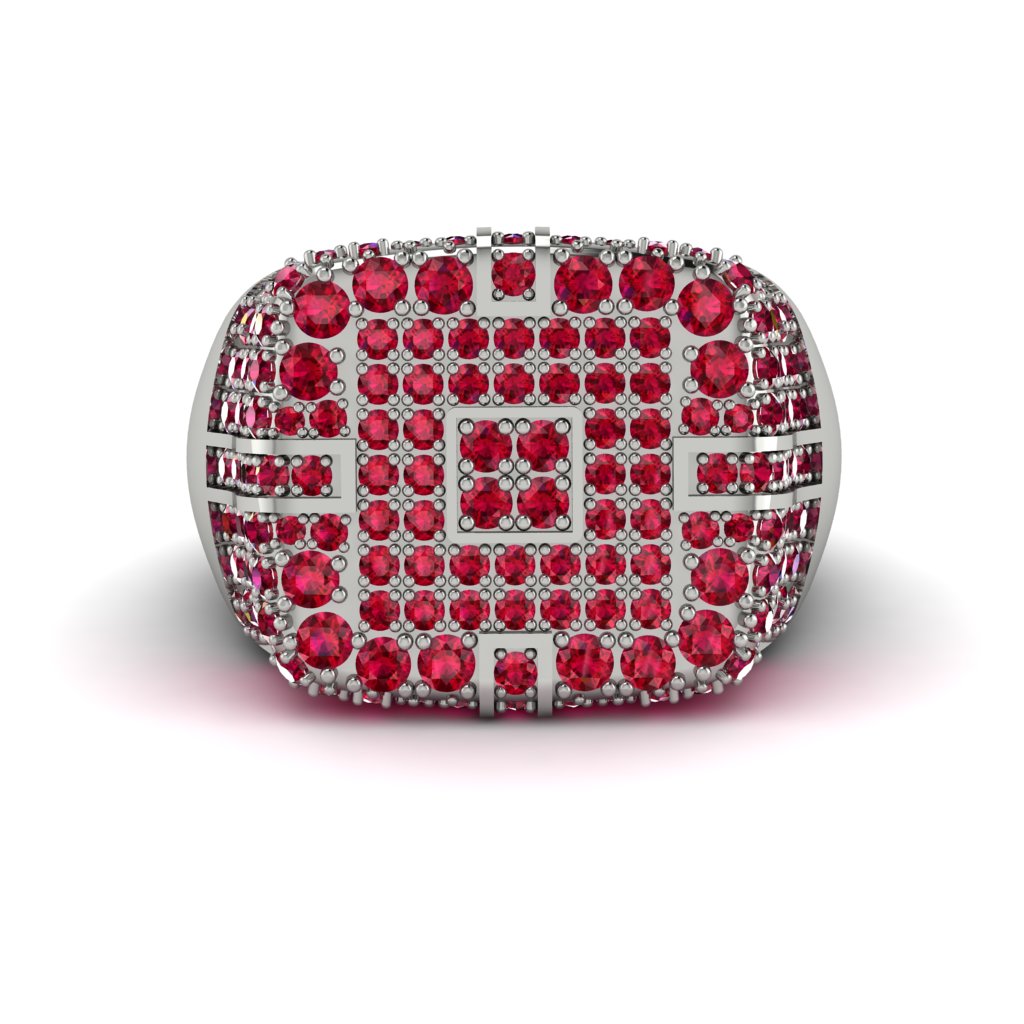 Ruby Men's Geometric Grid Ring - Pat No. 12