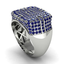 Sapphire Men's Geometric Grid Ring - Pat No. 15 image 1