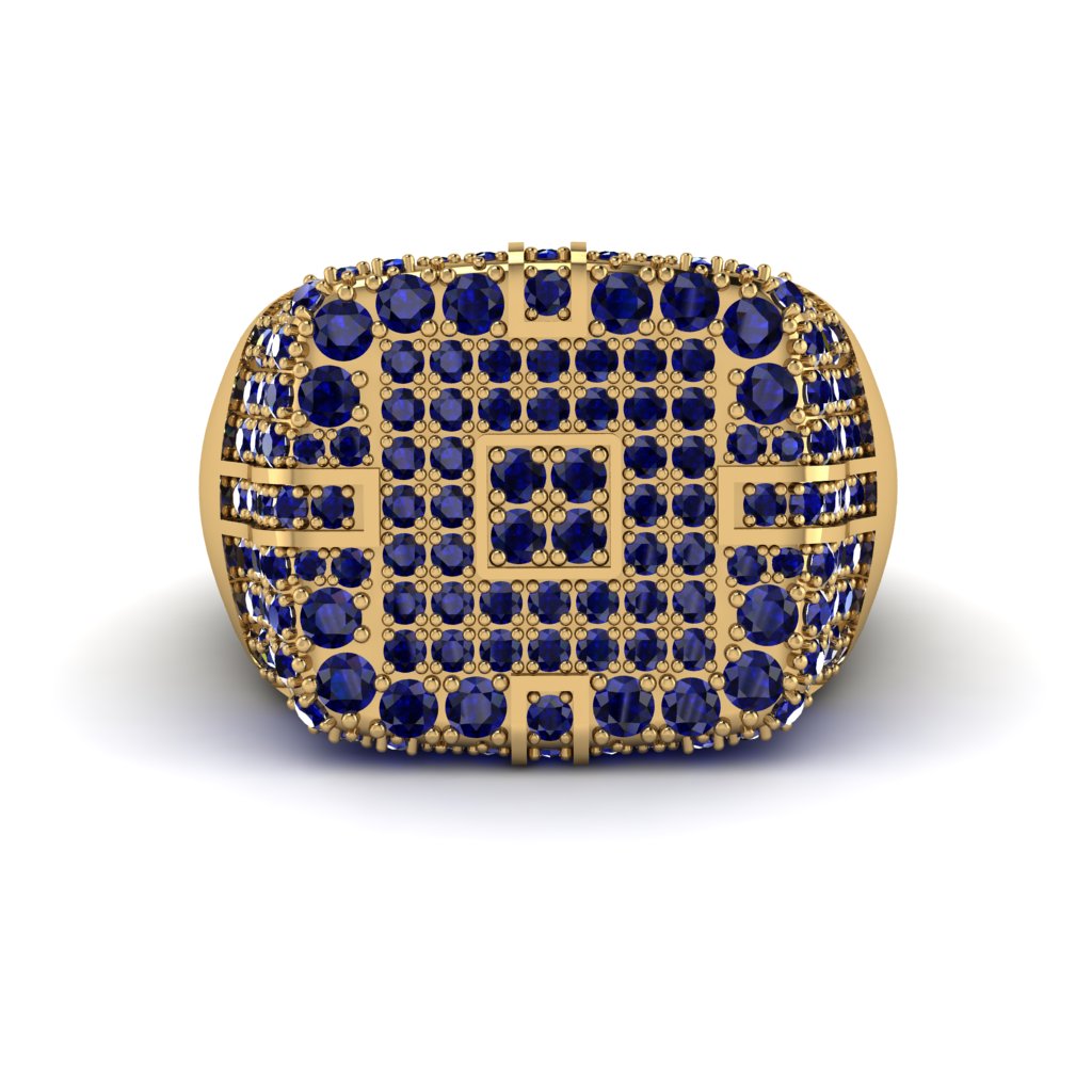 Sapphire Men's Geometric Grid Ring - Pat No. 13