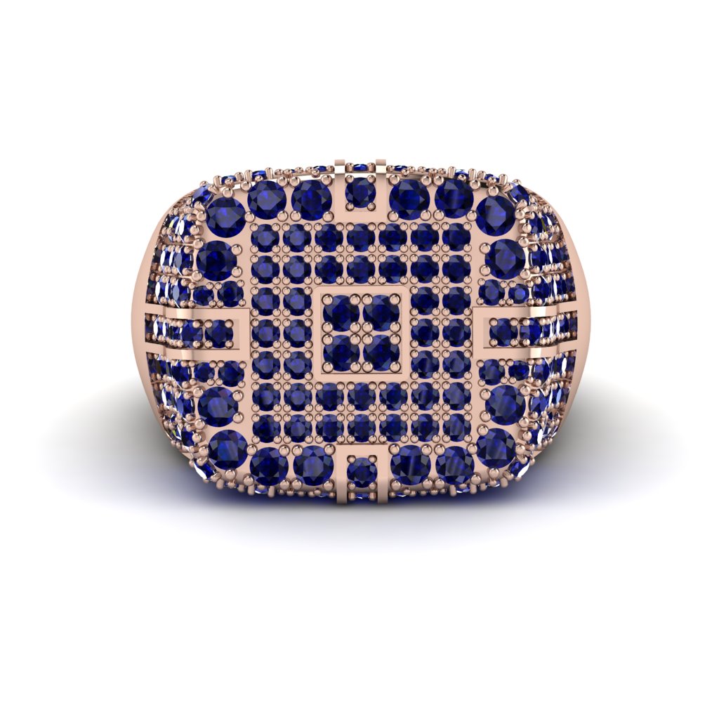 Sapphire Men's Geometric Grid Ring - Pat No. 14