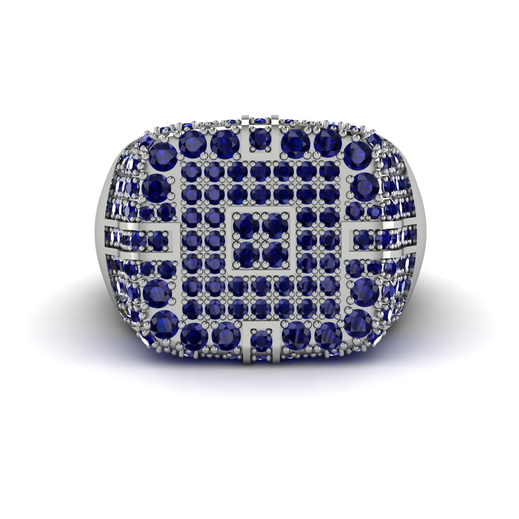 Sapphire Men's Geometric Grid Ring - Pat No. 15