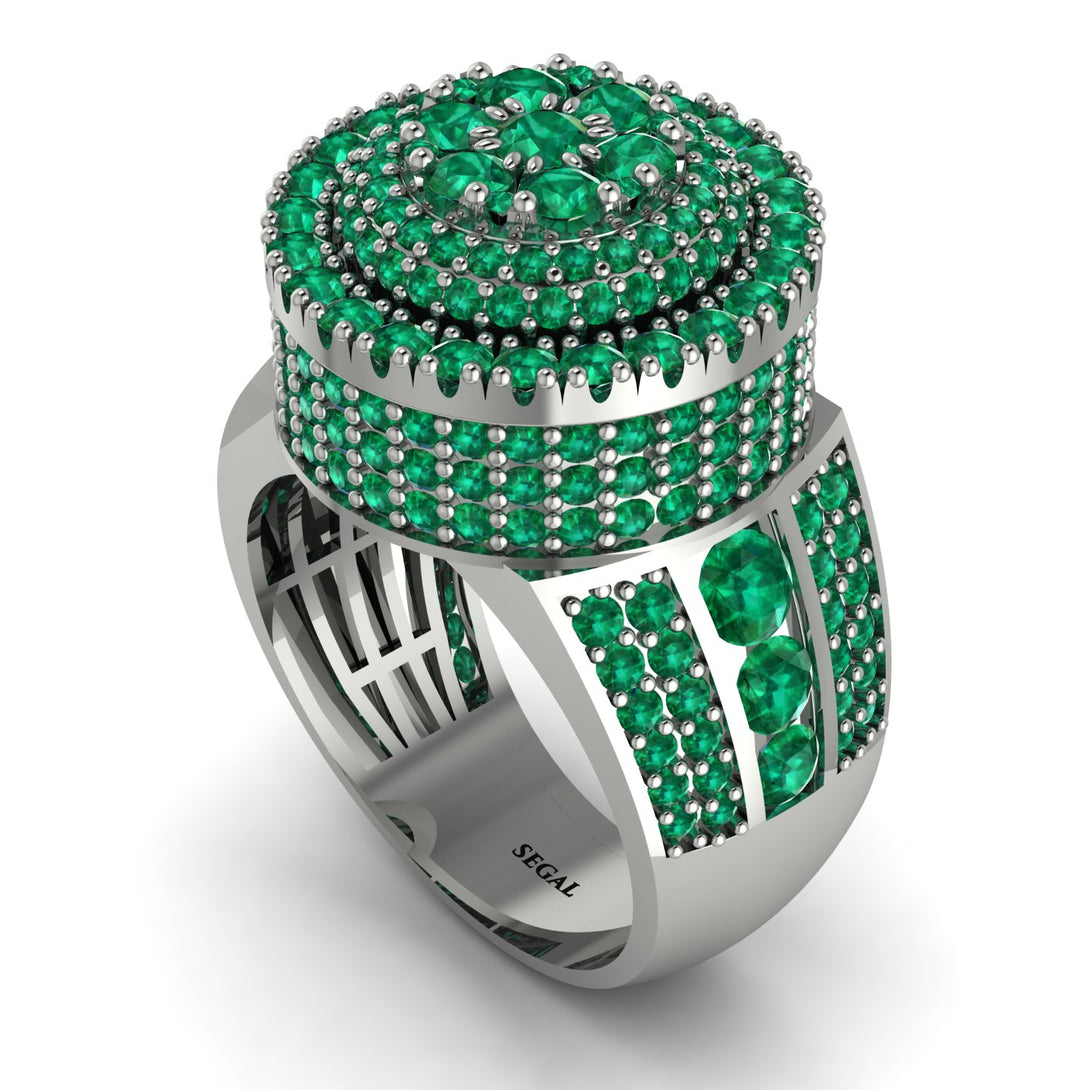 Round Emerald Mens Luxury Ring - Chris No. 21