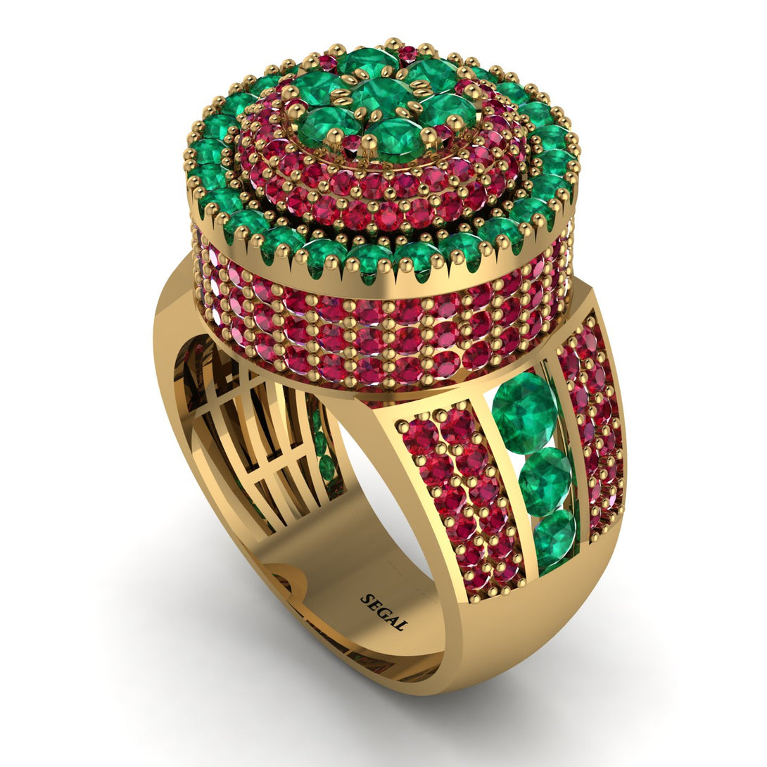 Round Emerald Mens Luxury Ring - Chris No. 49