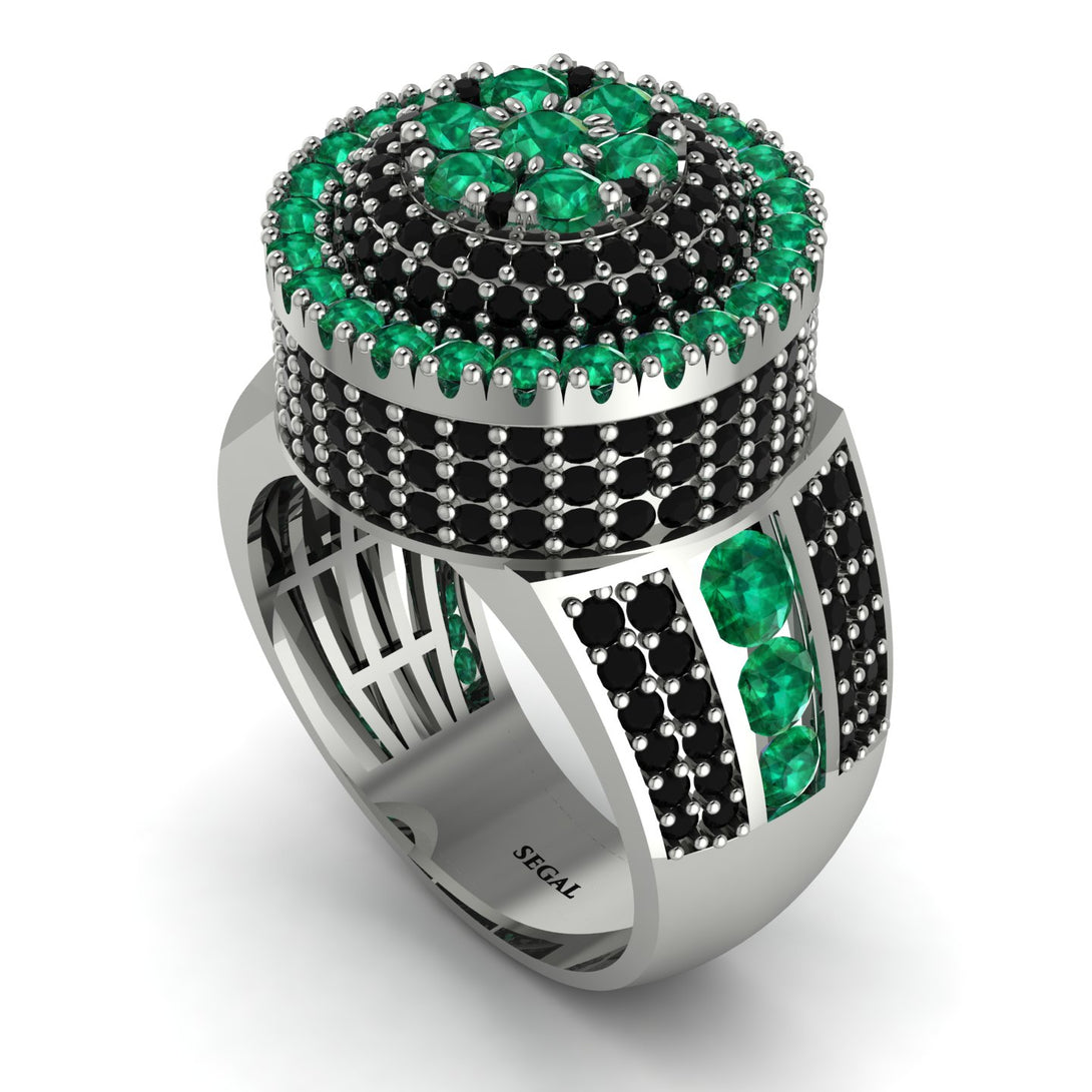 Round Emerald Mens Luxury Ring - Chris No. 36