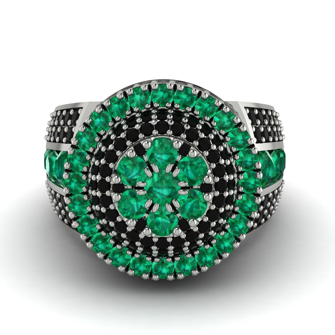 Round Emerald Mens Luxury Ring - Chris No. 36