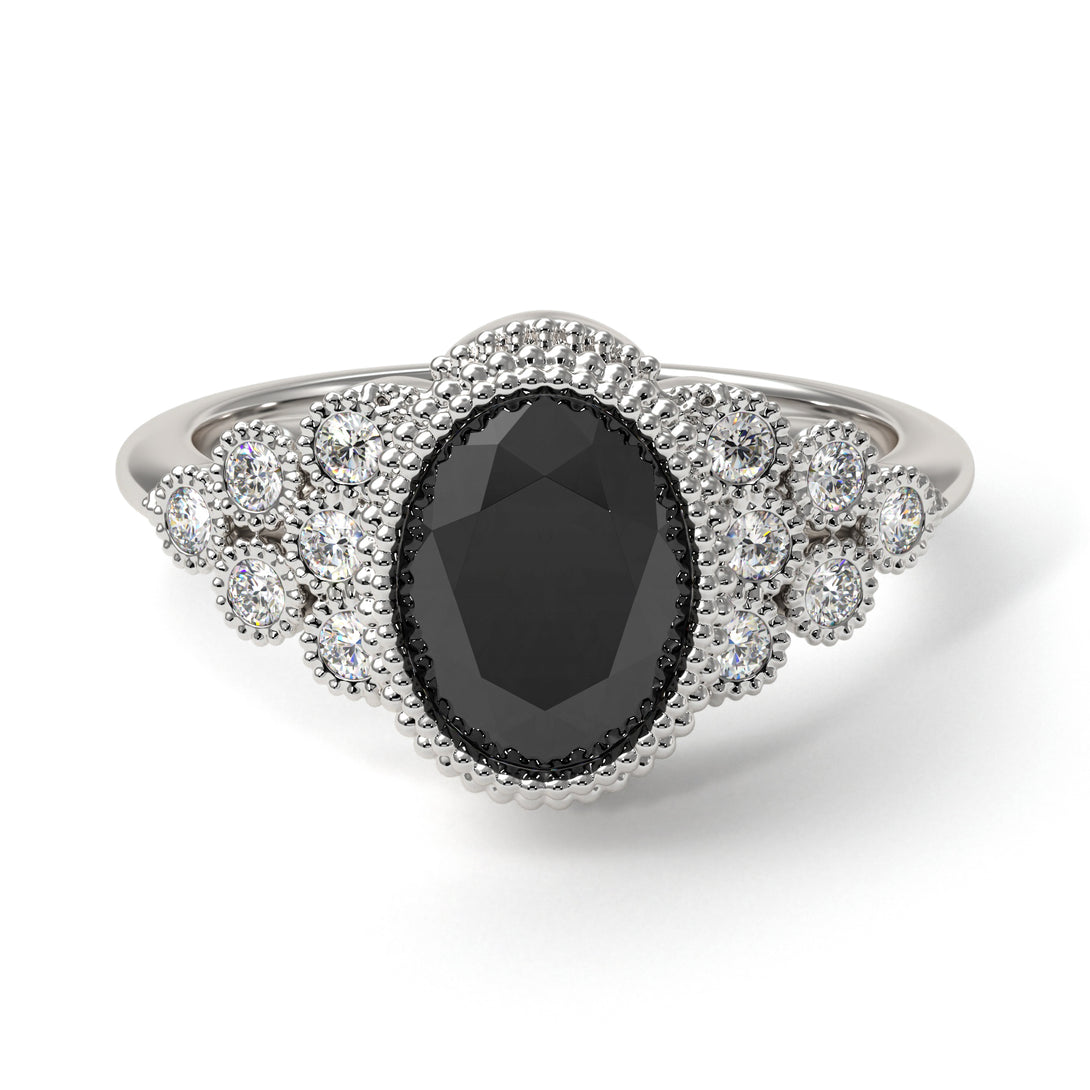 Diamond Milgrain Beaded Bezel Engagement Ring - Stacy No. 9