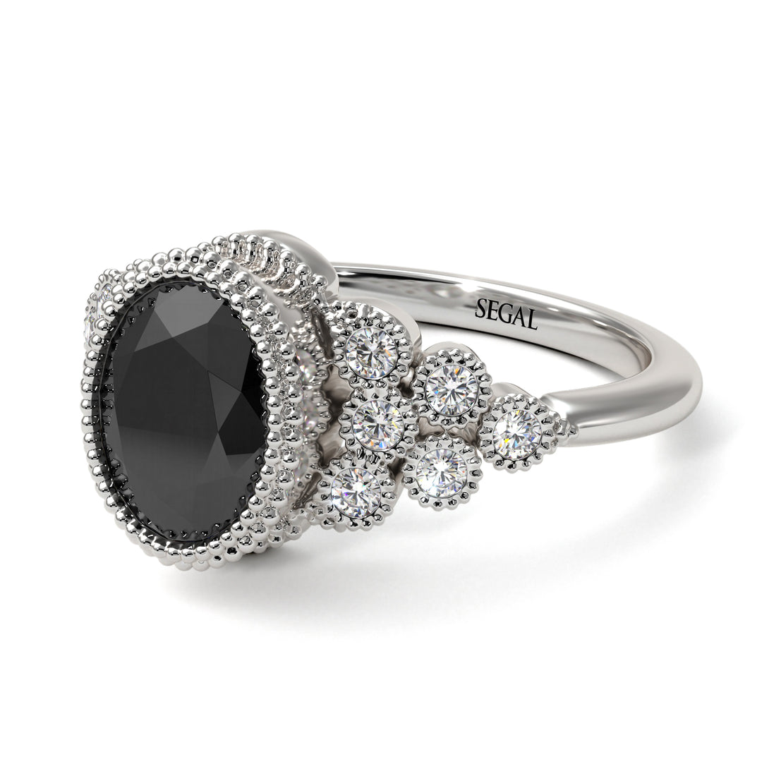 Diamond Milgrain Beaded Bezel Engagement Ring - Stacy No. 9
