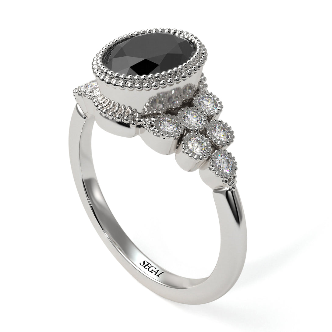 Diamond Milgrain Beaded Bezel Engagement Ring - Stacy No. 9