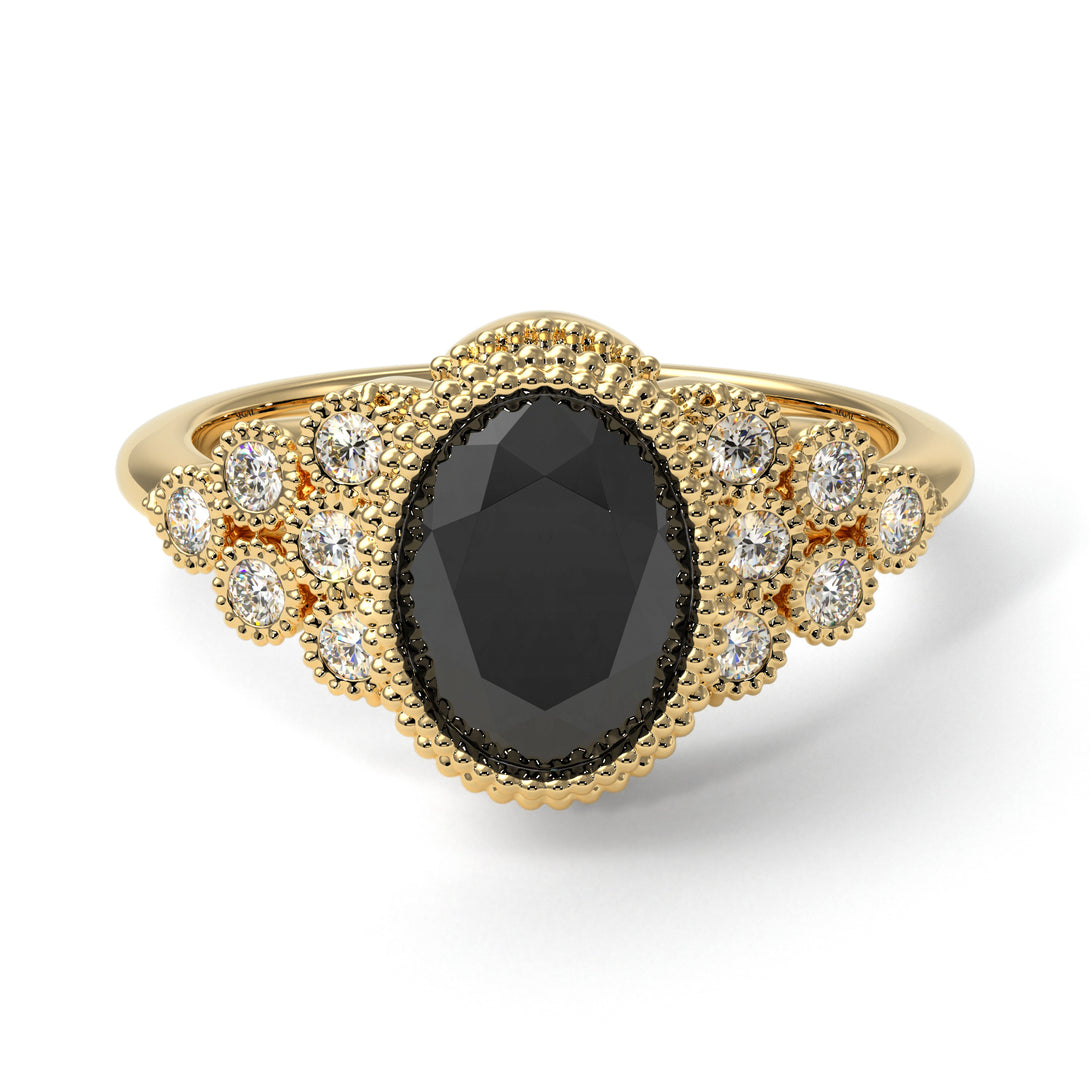 Diamond Milgrain Beaded Bezel Engagement Ring - Stacy No. 7