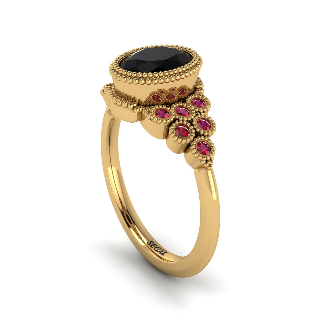 Ruby Milgrain Beaded Bezel Engagement Ring - Stacy No. 52