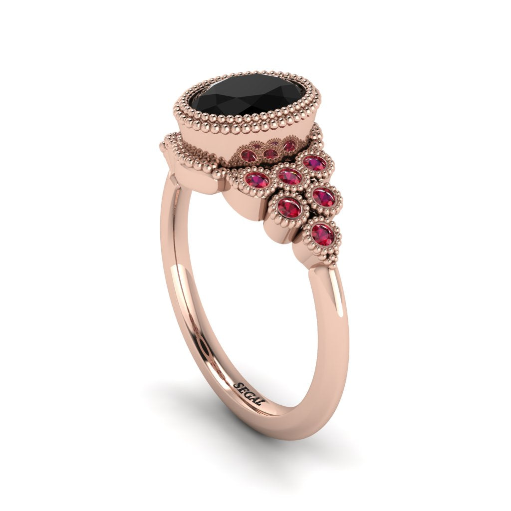 Ruby Milgrain Beaded Bezel Engagement Ring - Stacy No. 53