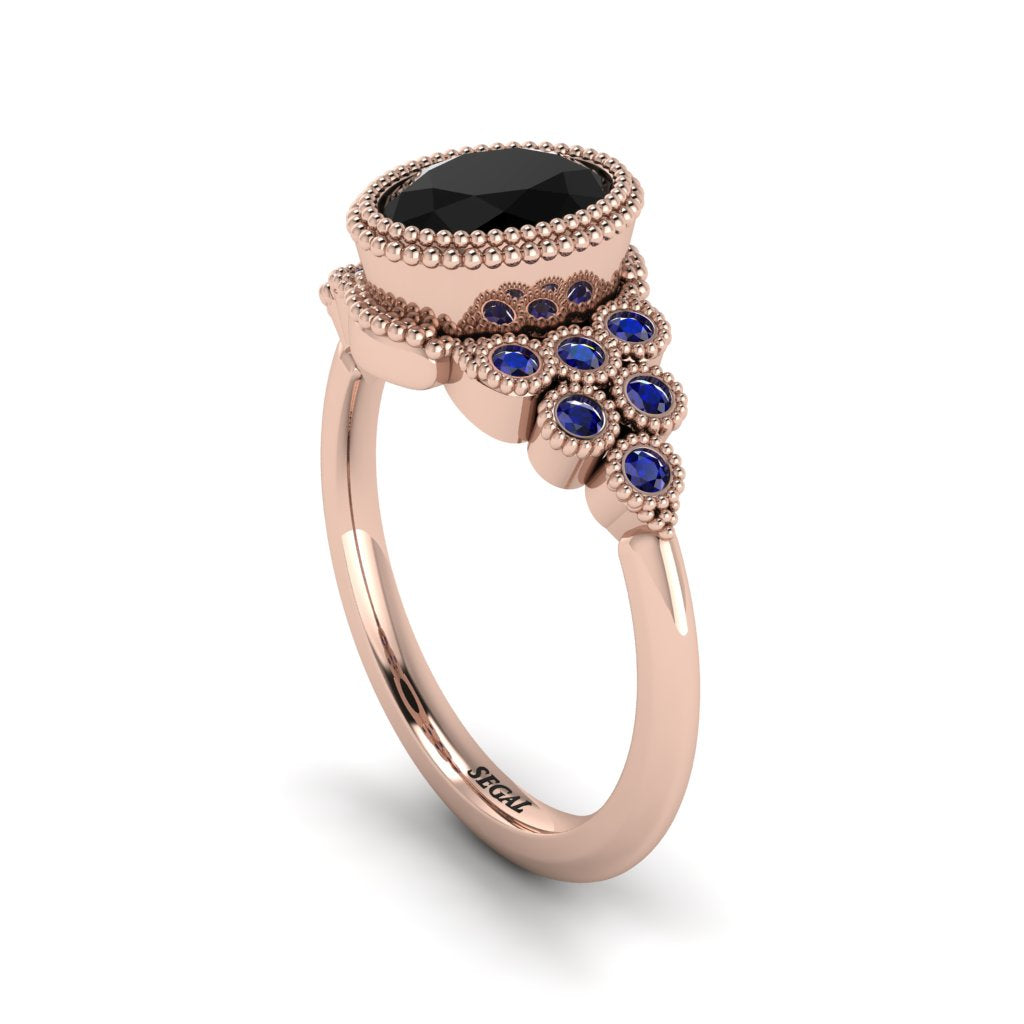 Sapphire Milgrain Beaded Bezel Engagement Ring - Stacy No. 68