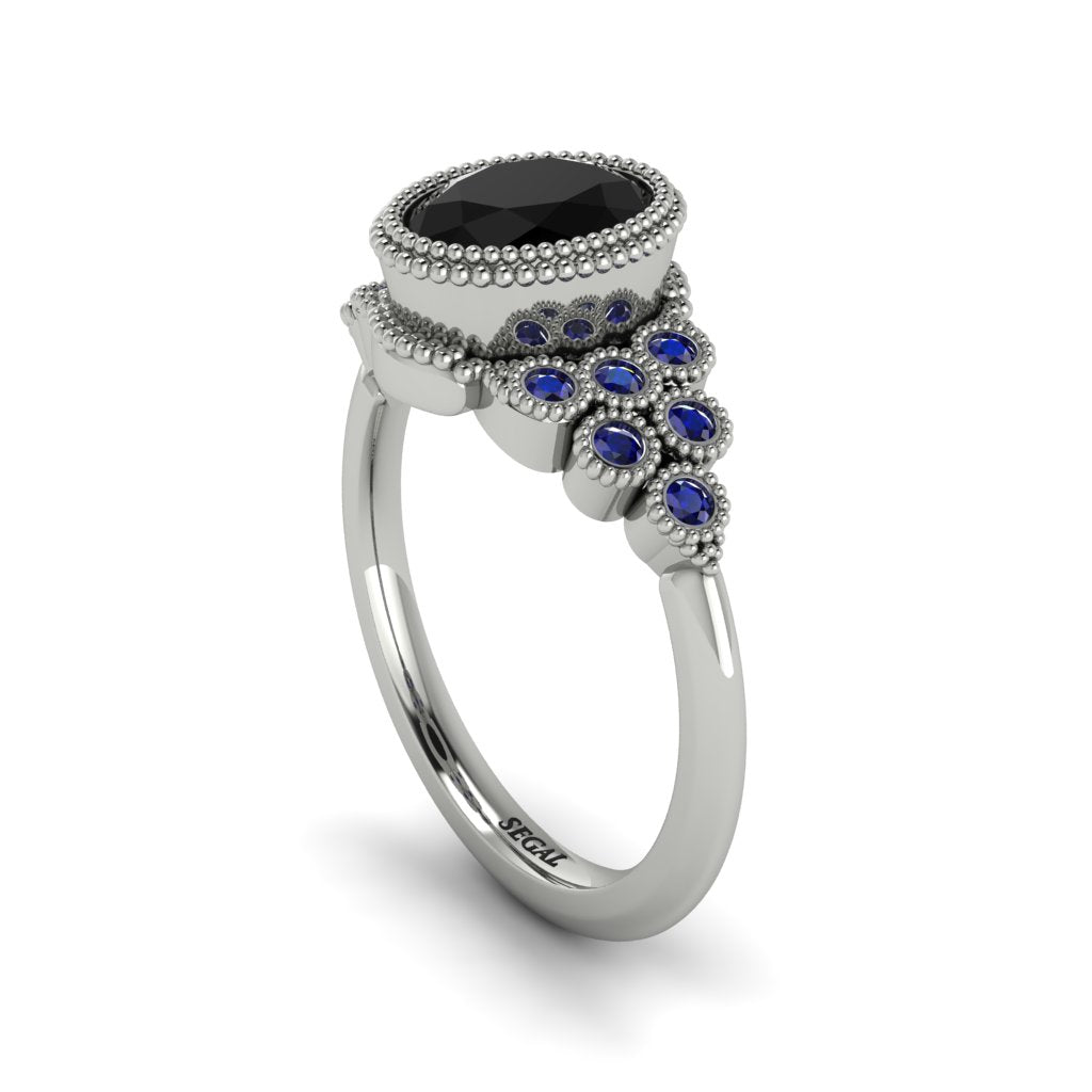 Sapphire Milgrain Beaded Bezel Engagement Ring - Stacy No. 69