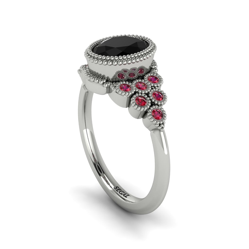 Ruby Milgrain Beaded Bezel Engagement Ring - Stacy No. 54