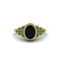 Emerald Milgrain Beaded Bezel Engagement Ring - Stacy No. 22 image 1