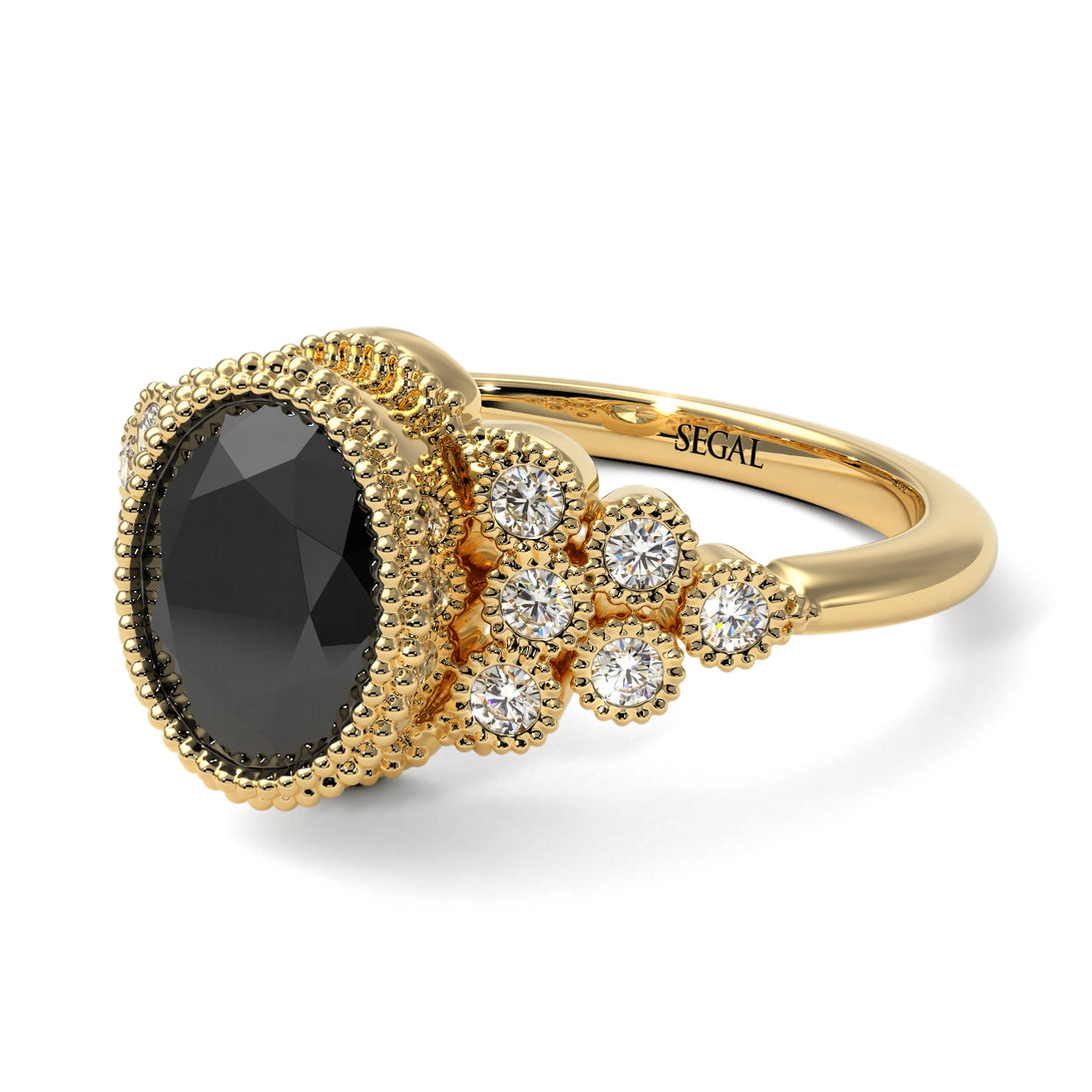 Diamond Milgrain Beaded Bezel Engagement Ring - Stacy No. 7