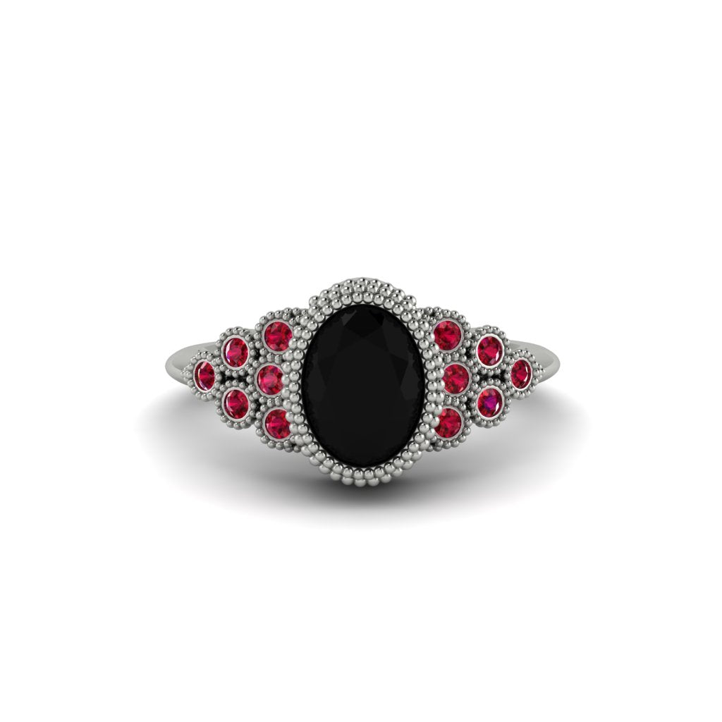 Ruby Milgrain Beaded Bezel Engagement Ring - Stacy No. 54